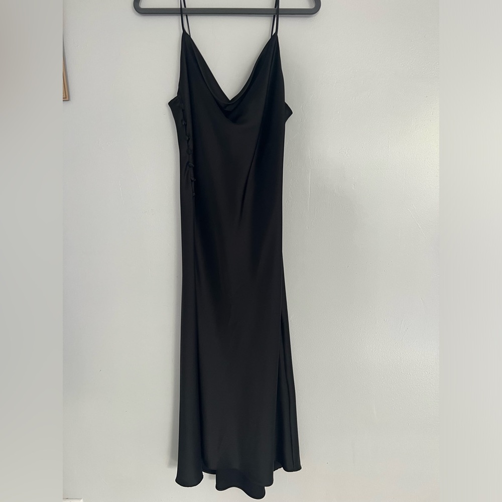 Zara long black satin dress size S